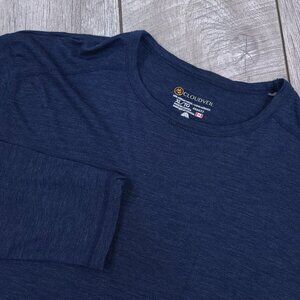 Cloudveil Mens Baselayer Shirt Size XL Blue Merino Wool Long Sleeve Top